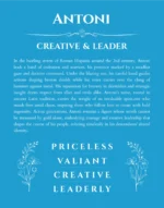 Antoni personalized wall art with the story of your name in blue