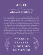 Aoife name origin print with meaning and traits in purple