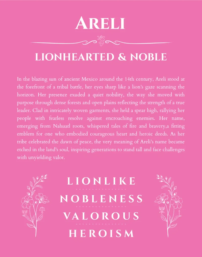 Areli personalized name meaning print in pink