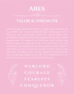 Ares custom name print for wall display in light pink