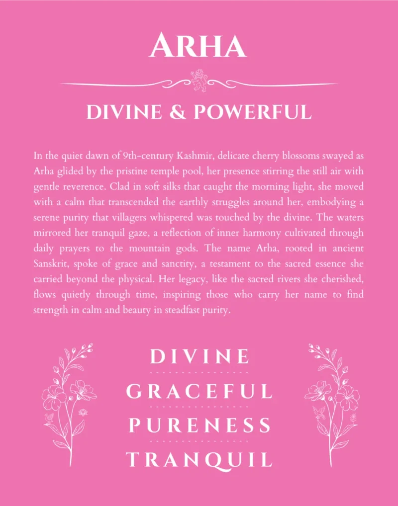 Arha custom name meaning print in pink