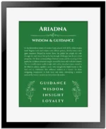 Ariadna name meaning wall art by Get Your Story in dark green with black matte frame