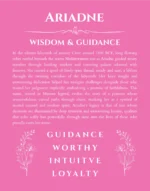 Ariadne personalized name print with origin and traits in pink