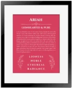 Ariah name meaning wall art by Get Your Story in red with black matte frame