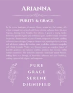 Arianna personalized name print with origin and traits in light purple