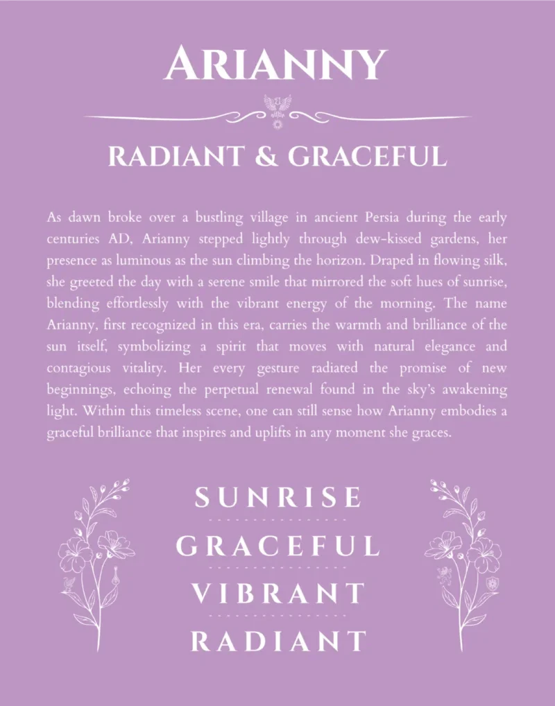 Arianny personalized wall art with the story of your name in light purple