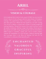 Ariel custom name art showing meaning and origin in pink