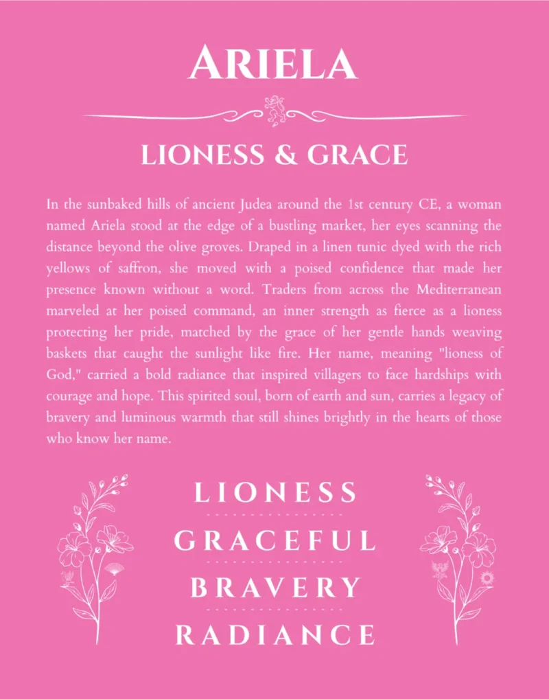 Ariela name meaning gift print in pink