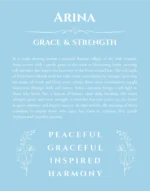Arina name meaning gift print in light blue