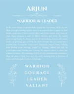 Arjun name origin print with meaning and traits in light blue