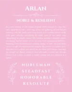 Arlan custom name meaning print in light pink