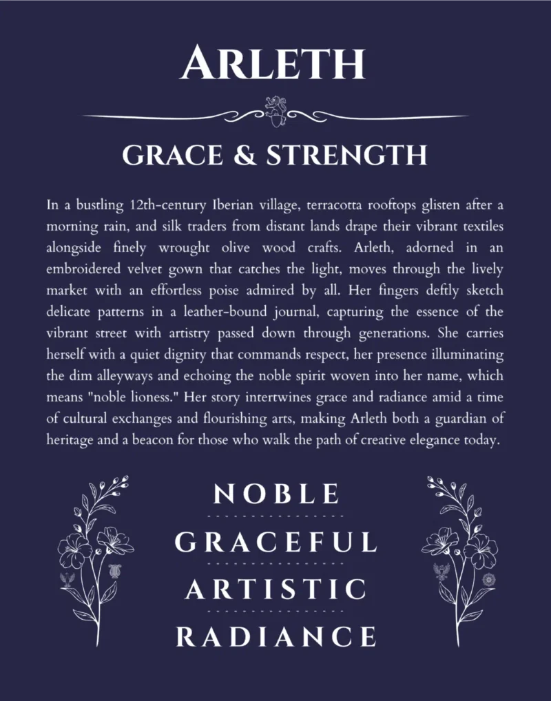 Arleth personalized name meaning print in navy blue