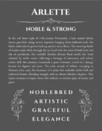 Arlette personalized name print with origin and traits in gray