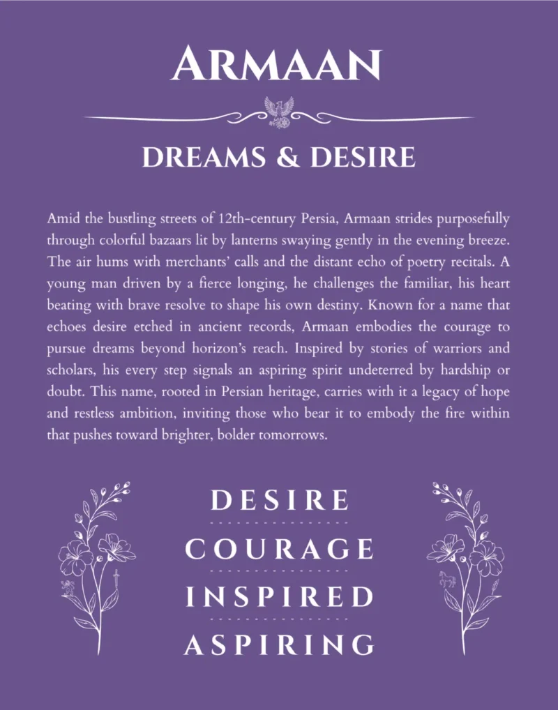 Armaan name meaning wall art by Get Your Story in purple