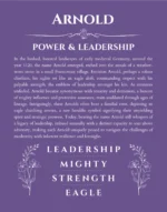 Arnold name origin print with meaning and traits in purple