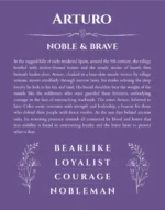 Arturo personalized name art with origin story in purple