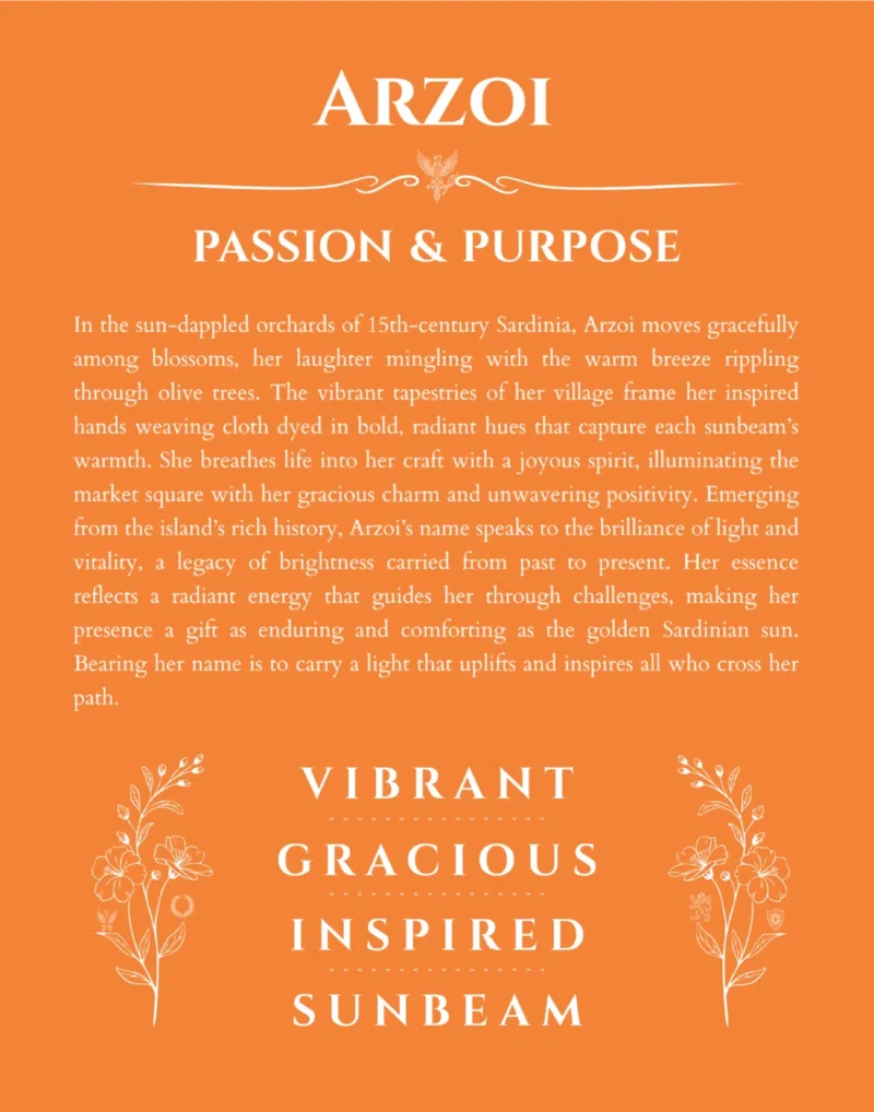 Arzoi custom name meaning print in orange