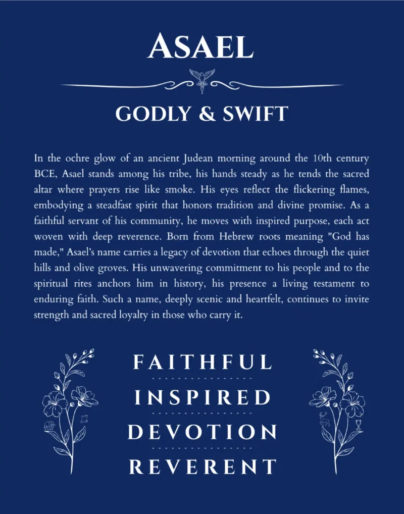 Asael name meaning gift print in deep blue