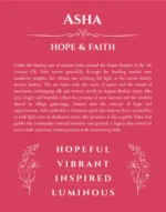 Asha personalized name art with origin story in red