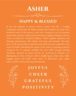 Asher personalized name art with origin story in orange