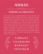 Ashlee personalized name art with origin story in red