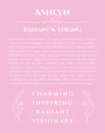 Ashlyn personalized name meaning print in light pink