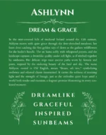 Ashlynn personalized name print with origin and traits in dark green
