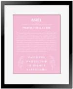 Asiel name meaning wall art by Get Your Story in light pink with black matte frame