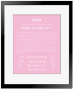 Asim name meaning wall art by Get Your Story in light pink with black matte frame