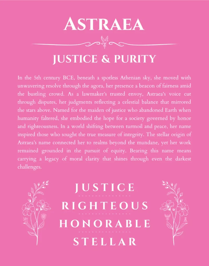 Astraea personalized name meaning print in pink