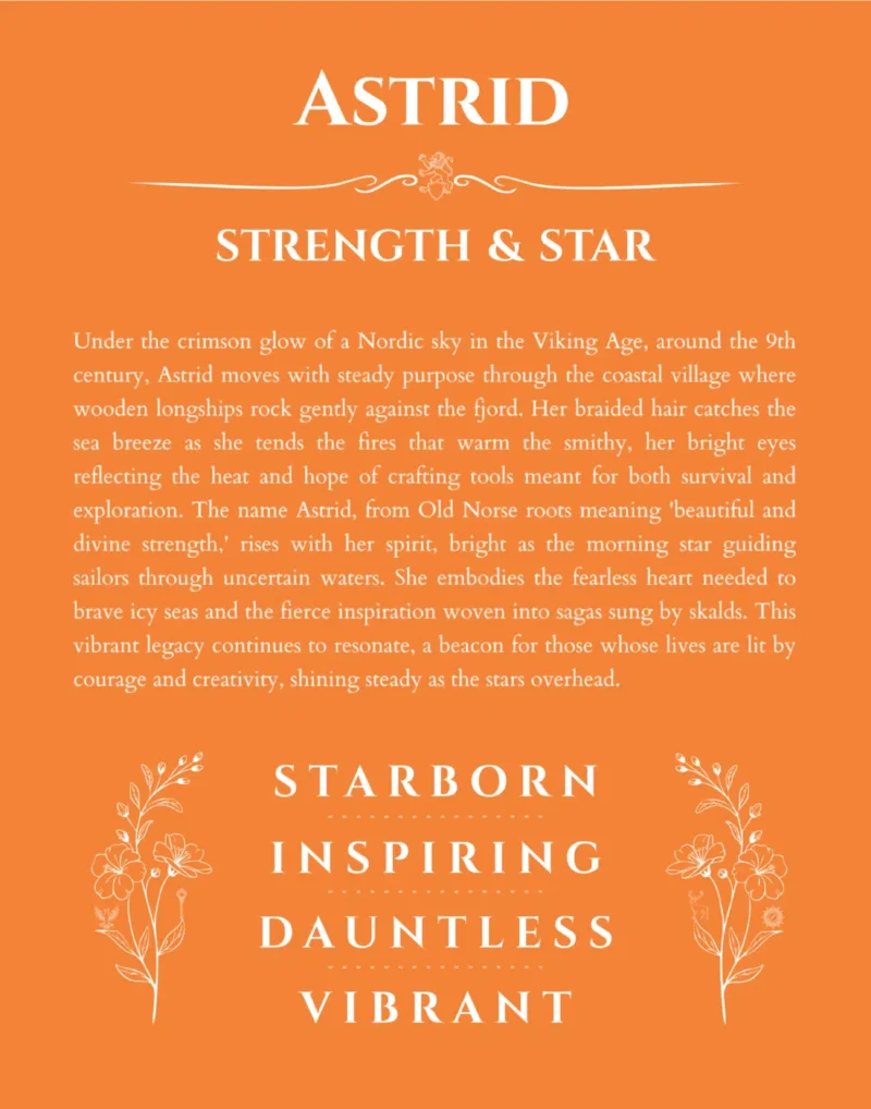 Astrid personalized name meaning print in orange