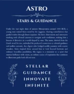 Astro personalized name print with origin and traits in deep blue