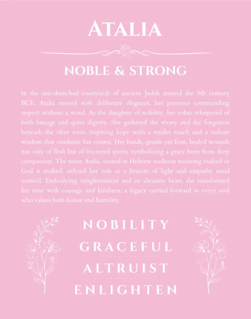 Atalia name meaning gift print in light pink