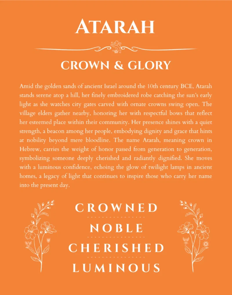 Atarah custom name print for wall display in orange