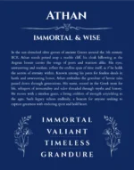 Athan personalized name print with origin and traits in deep blue