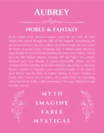Aubrey name meaning wall art by Get Your Story in pink