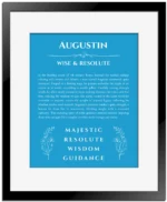 Augustin name meaning gift print in blue with black matte frame