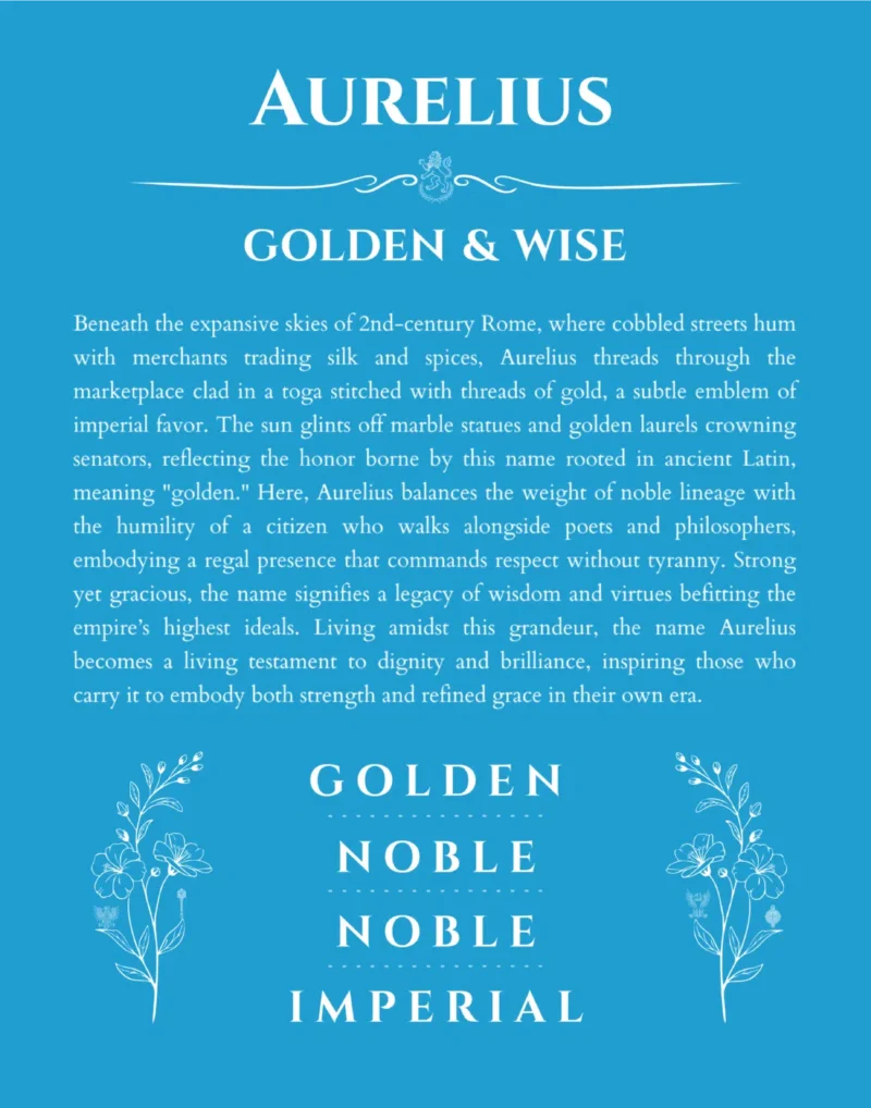 Aurelius name meaning gift print in blue