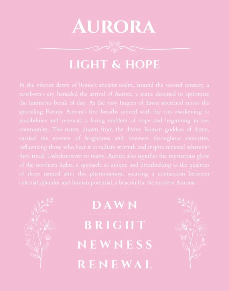 Aurora custom name print for wall display in light pink