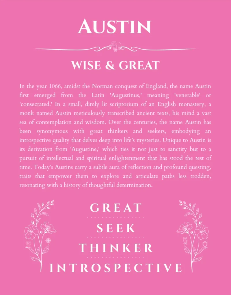 Austin name meaning gift print in pink