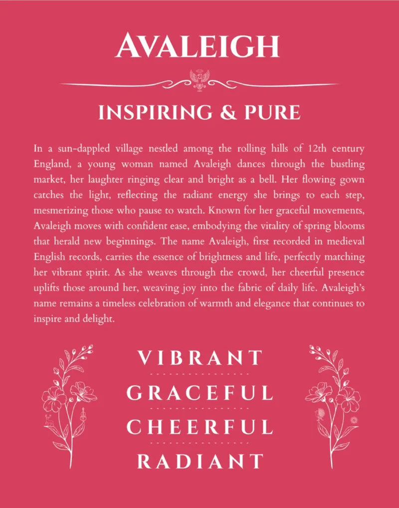 Avaleigh personalized name meaning print in red