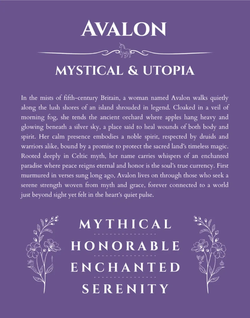 Avalon personalized wall art with the story of your name in purple