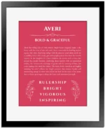 Averi custom name print for wall display in red with black matte frame