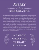 Averly custom name art showing meaning and origin in purple
