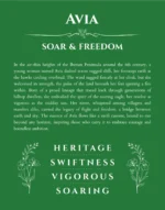 Avia custom name print for wall display in dark green
