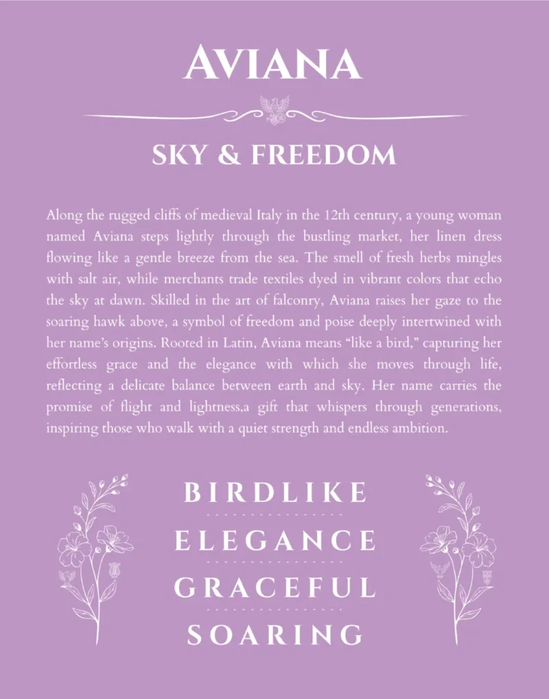 Aviana name meaning wall art by Get Your Story in light purple