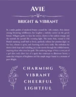 Avie personalized name art with origin story in purple