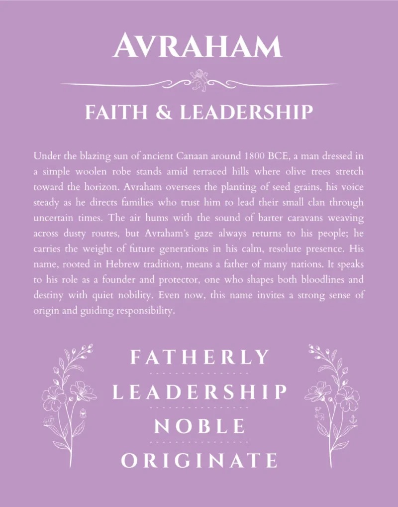 Avraham custom name print for wall display in light purple