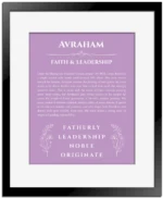 Avraham custom name print for wall display in light purple with black matte frame