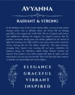 Avyanna custom name art showing meaning and origin in deep blue